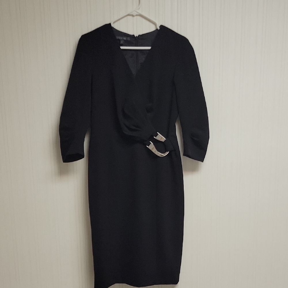 Lafayette 148 New York Black Dress with Silver Details Sz 4 old money office